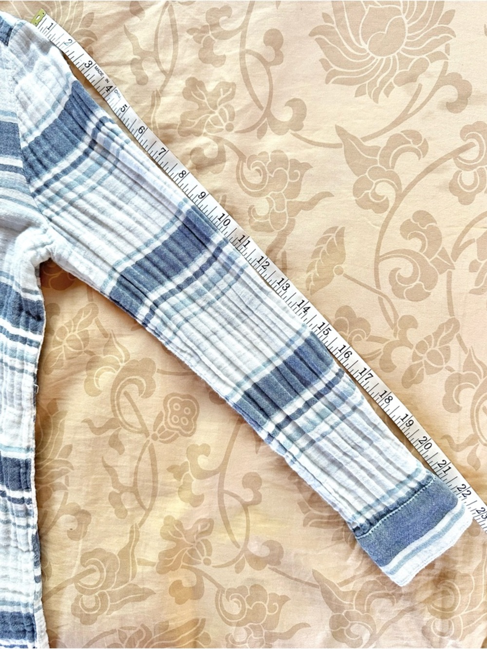 Beachlunchlounge 100% Cotton Coastal White/Blue Striped Gauze Popover Tunic XS - Picture 9 of 10